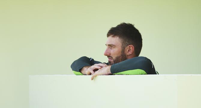 Australia's Shaun Marsh looks on during a nets session