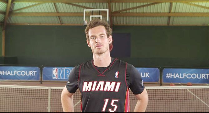 Andy Murray at the NBA half court challenge