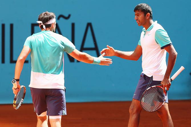 India's Rohan Bopanna  (right) and Romania's Florin Mergea