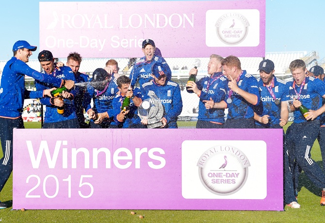 England team celebrate after winning the series 3-2