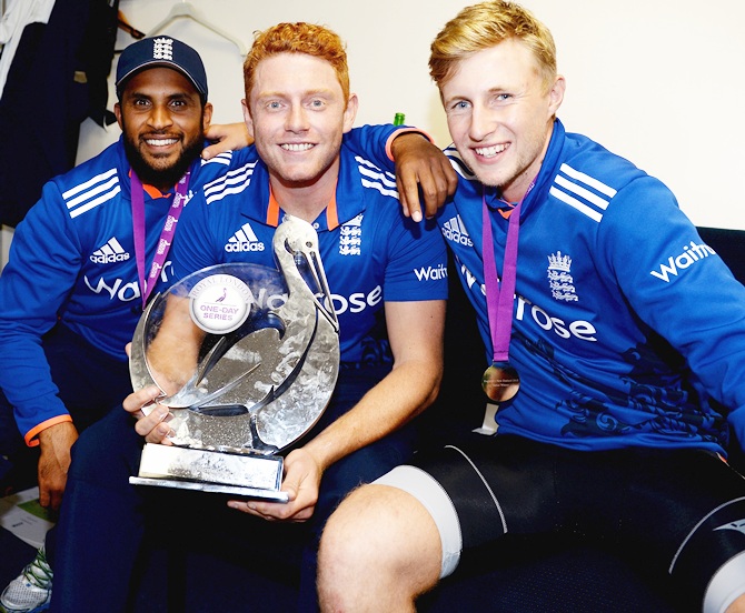 Adil Rashid, Jonathan Bairstow and Joe Root