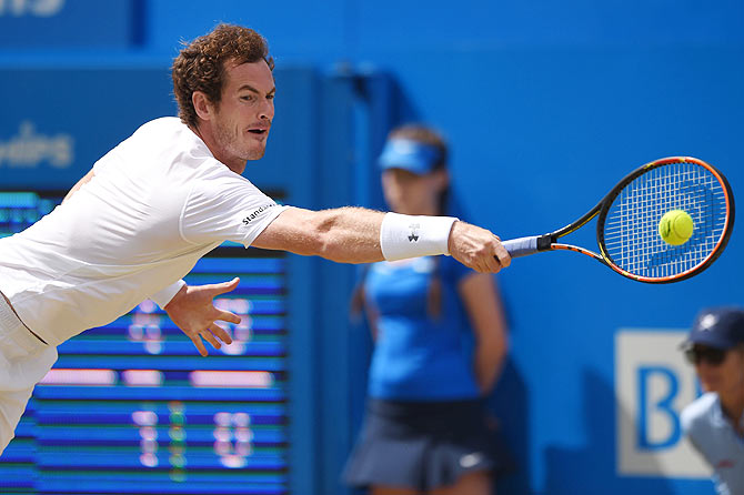 Great Britain's Andy Murray in action during the Queen's final against Kevin Anderson on Sunday