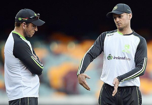 Ireland captain William Porterfield and Paul Sterling at a training session