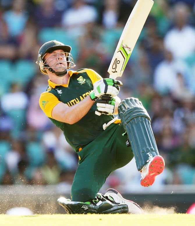 South Africa's AB de Villiers bats during the 2015 World Cup match against the West Indies at the Sydney Cricket Ground