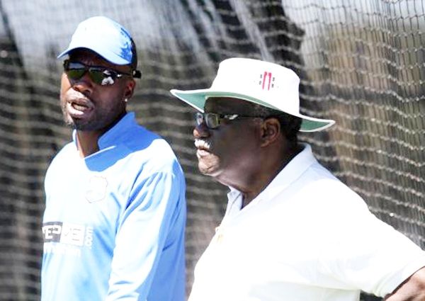 Clive Lloyd, the first captain to win two World Cup titles, with the fearsome fast bowler Curtly Ambrose in Perth, before the India-West Indies World Cup game in March last year. Photograph: Vipin Pawar/Solaris Images
