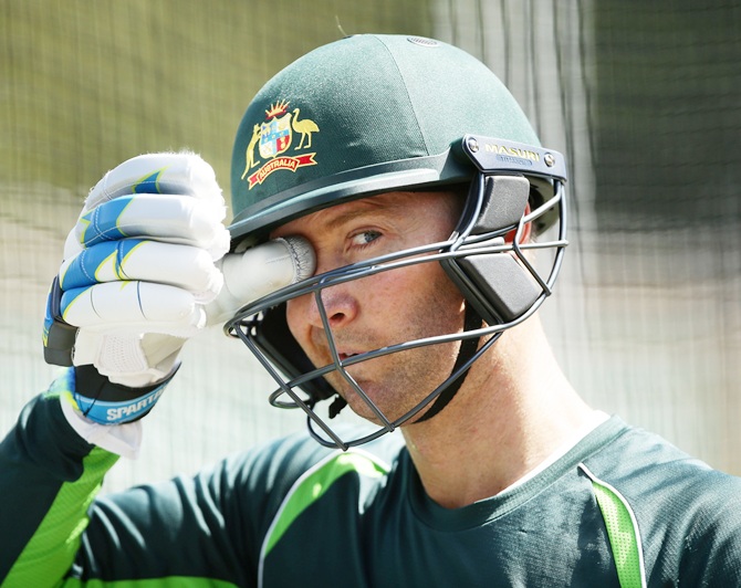 Michael Clarke of Australia bats during Australia nets session