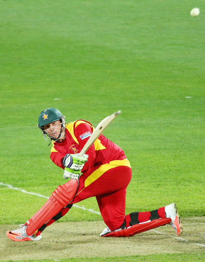 Zimbabwe's Brendan Taylor bats during the match against Ireland at Bellerive Oval in Hobart on Saturday