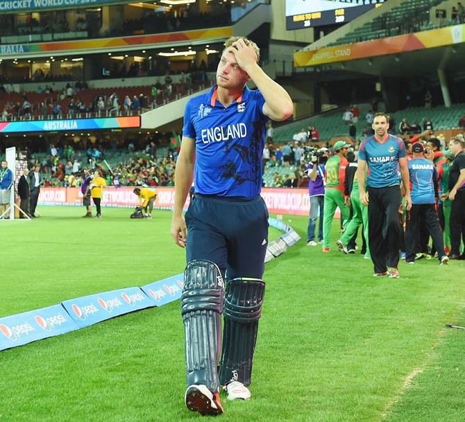 England vice captain Jos Buttler looks dejected