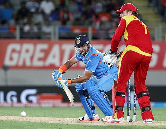  India's Suresh Raina plays a shot with deft touch