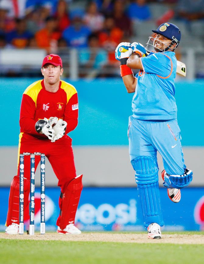 Suresh Raina improvises as he bats