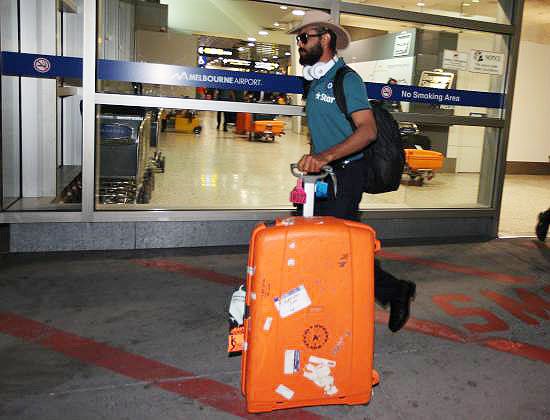 India's Ravindra Jadeja arrives at the international airport in Melbourne on Monday
