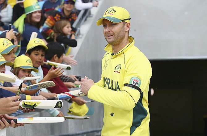 Australia captain Michael Clarke signs autographs 