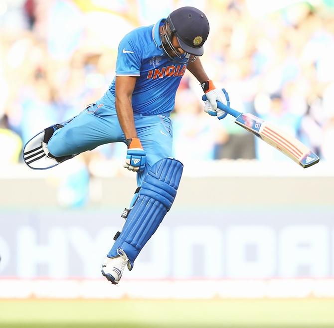 Rohit Sharma of India celebrates 