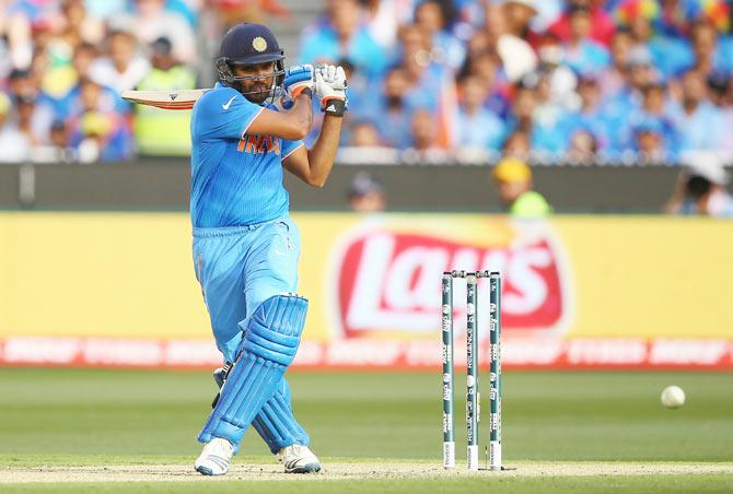 Rohit Sharma bats against Bangladesh