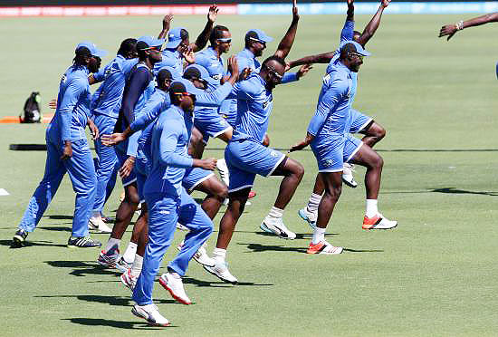 West Indies players during the practice session