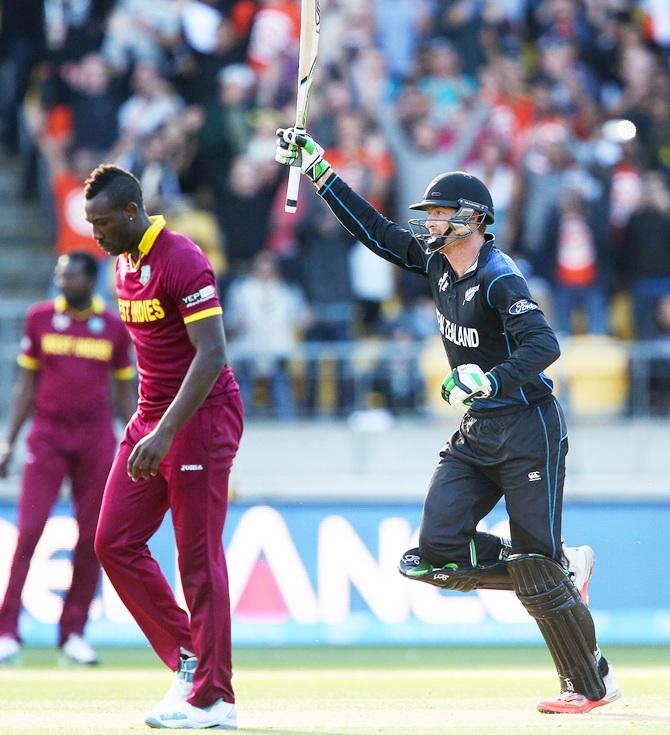 Martin Guptill of New Zealand celebrates