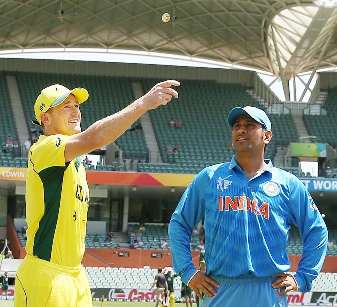 George Bailey of Australia and Mahendra Singh Dhoni