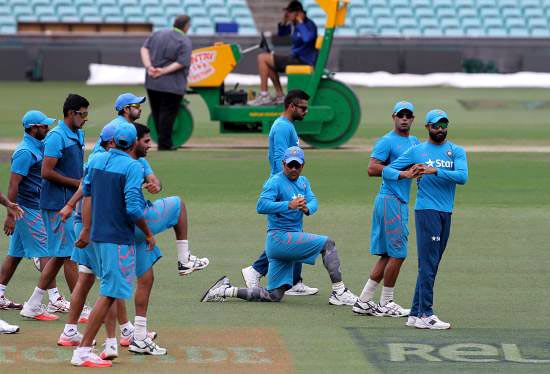 India's players warm up 