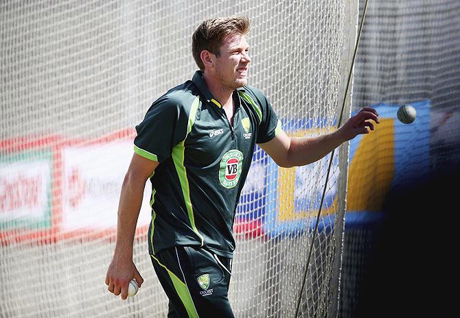 James Faulkner trains during an Australian nets session