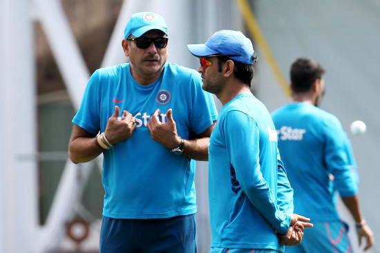 Ravi Shastri with Mahendra Singh Dhoni