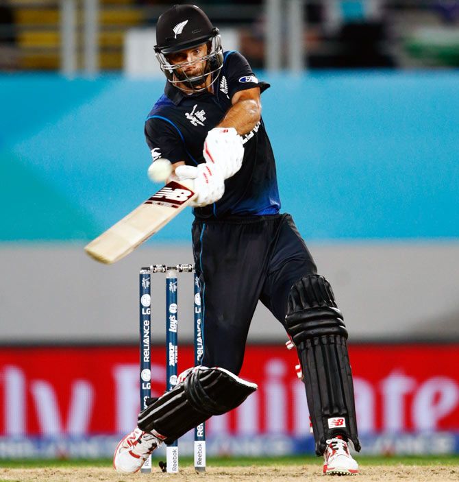 Zealand's Grant Elliott hits a six to win the 2015 World Cup semi-final against South Africa