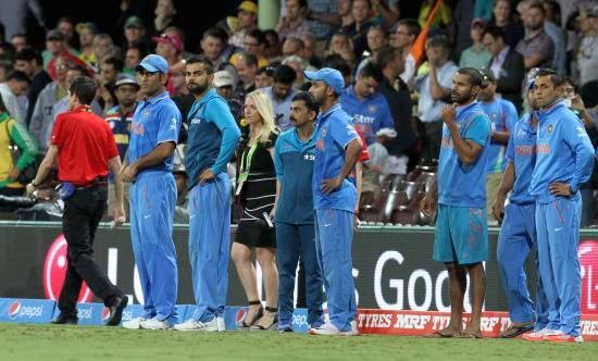 Indian players look dejected