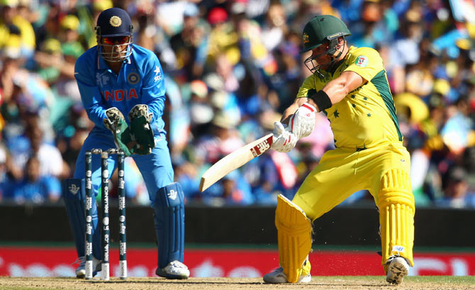 Aaron Finch in action against Australia on Thursday