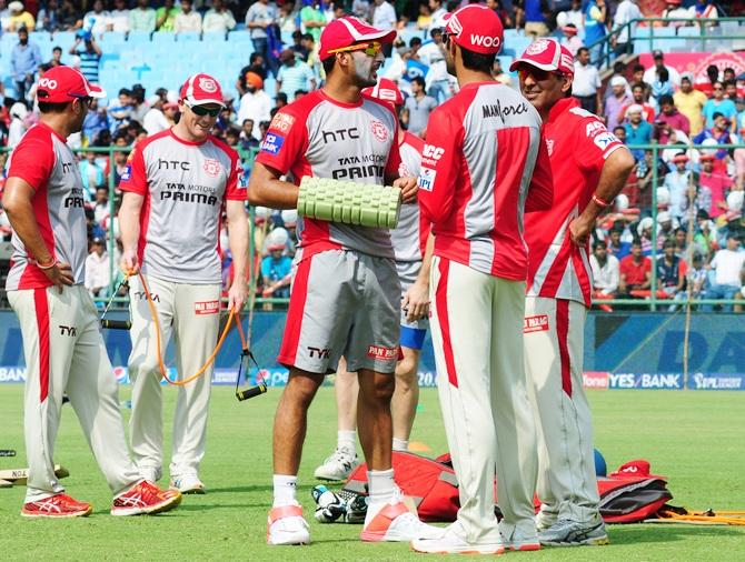 Kings XI Punjab players during warmup session