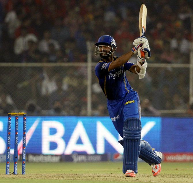 Ajinkya Rahane in action for the Rajasthan Royals in the IPL in 2015.