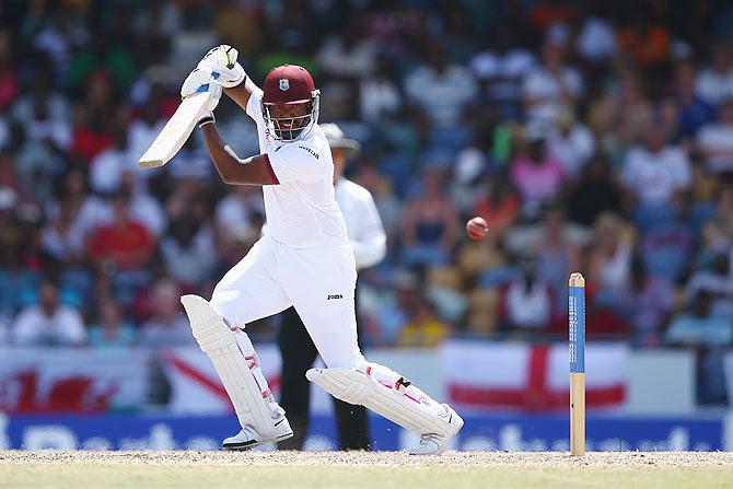 Darren Bravo of West Indies plays through the offside