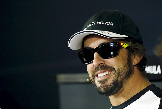 McLaren's Formula One driver Fernando Alonso of Spain attends a news conference ahead of the Spanish Grand Prix at the Circuit de Barcelona-Catalunya racetrack in Montmelo, near Barcelona, on Thursday.