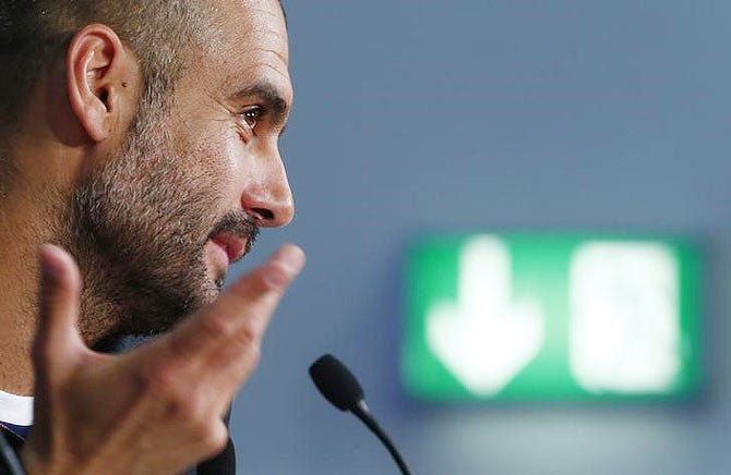 Bayern Munich coach Pep Guardiola during the press conference