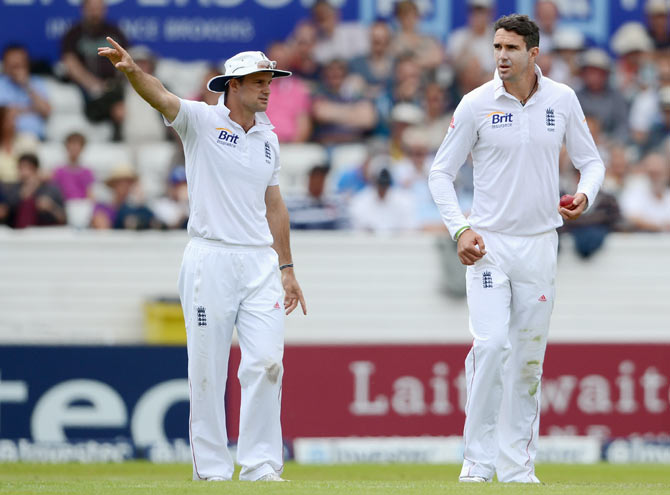 England captain Andrew Strauss with Kevin Pietersen 