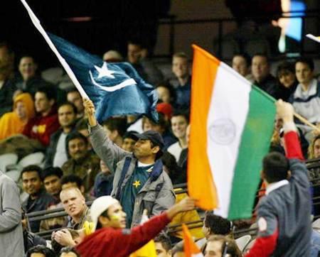 India and Pakistan fans at a cricket match between the two countries