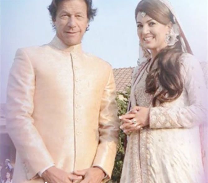 Imran Khan and wife Reham on  their wedding day