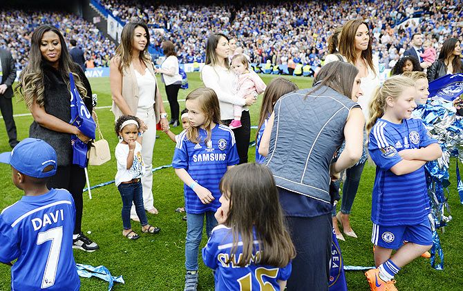 Chelsea's players wives, girlfriends and children as they celebrate winning the Barclays Premier League