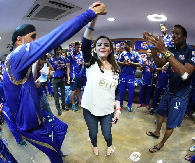 Nita Ambani with Harbhajan Singh