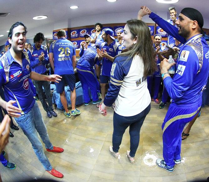 Nita Ambani with Harbhajan Singh