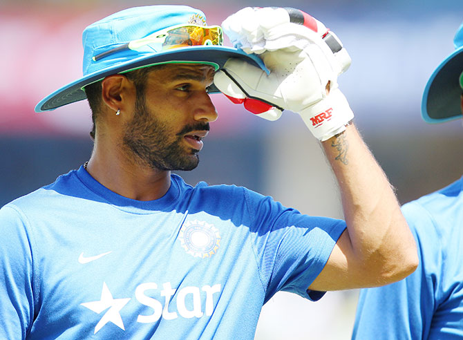 India's Shikhar Dhawan during a practice session 