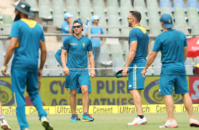 South African captain AB de Villiers during a practice session