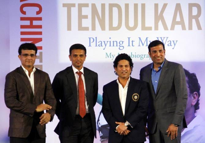 Former India cricketers (from left) Sourav Ganguly, Rahul Dravid, Sachin Tendulkar and VVS Laxman