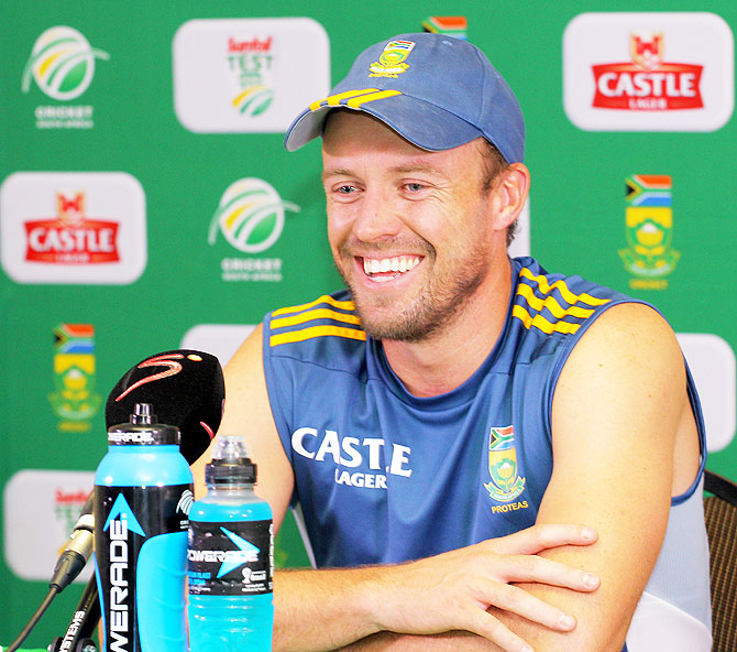 Proteas' AB de Villiers speaks during a press conference