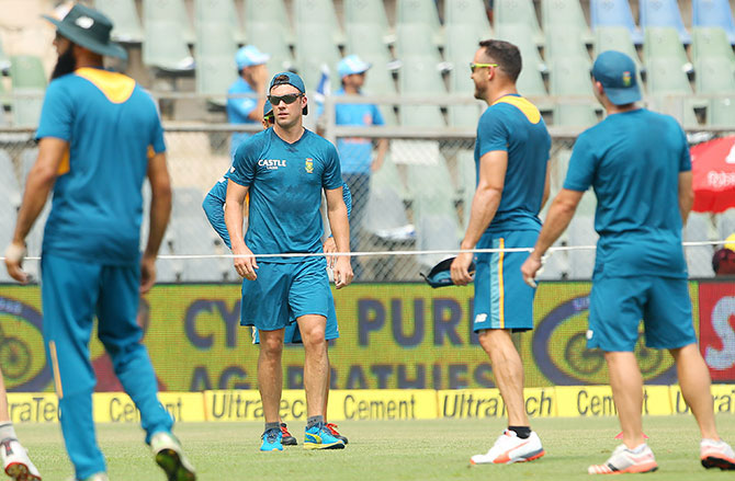 South Africa's AB de Villiers during a practice session