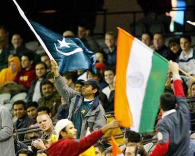 India, Pakistan fans at a cricket match between the two countries