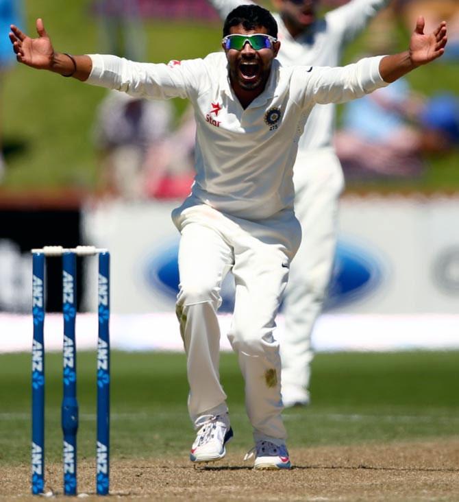 Ravindra Jadeja appeals for a wicket