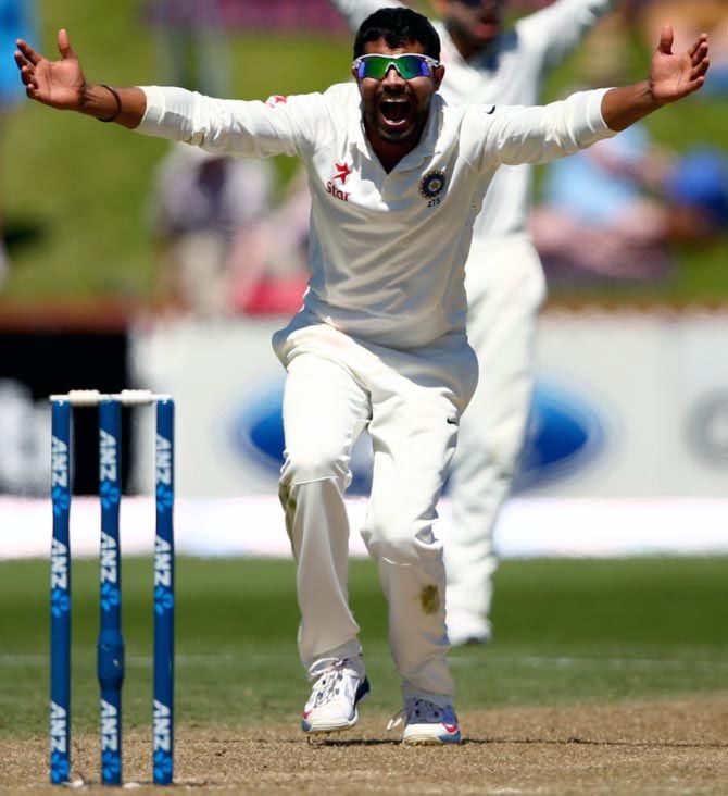 Ravindra Jadeja appeals for a wicket