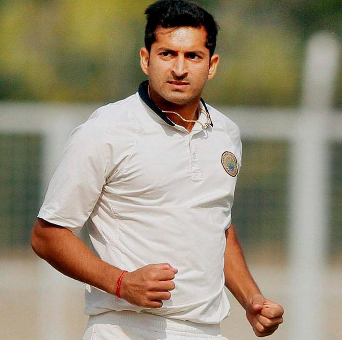 Haryana's Mohit Sharma during Ranji Trophy match against Rajasthan at Lahli 