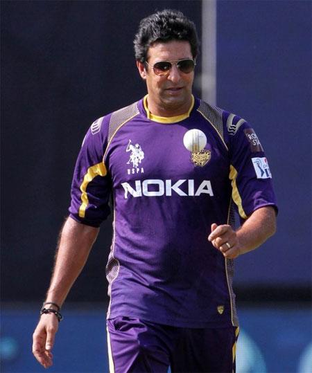 Wasim Akram at a Kolkata Knight Riders' nets session