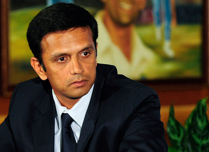 Former India captain Rahul Dravid speaks to the media 