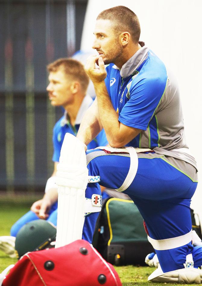 Shaun Marsh looks on during an Australian nets session